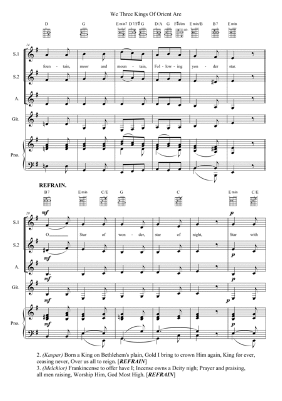 We Three Kings Of Orient Are SSA scores gallery preview page 2