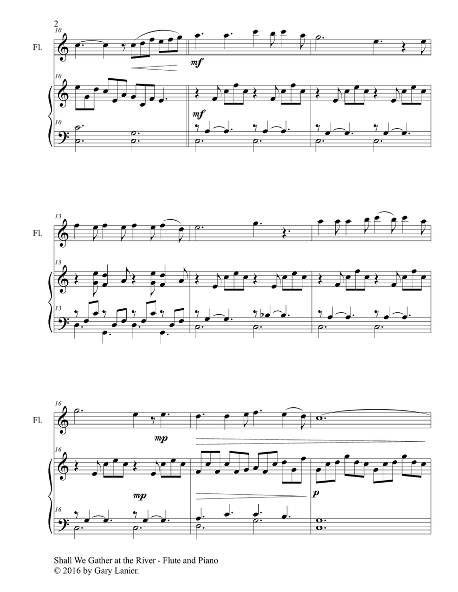 SHALL WE GATHER AT THE RIVER (Duet – Flute & Piano with Score/Part) Flute Solo scores gallery preview page 3