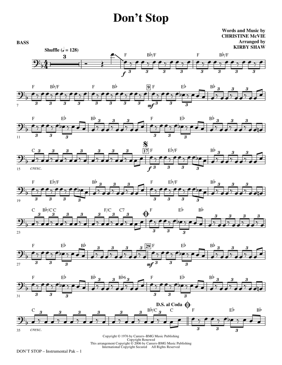 Don't Stop - Bass Choir scores gallery preview page 1
