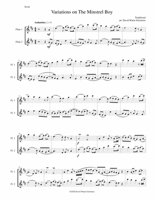 Variations on The Minstrel Boy for 2 flutes