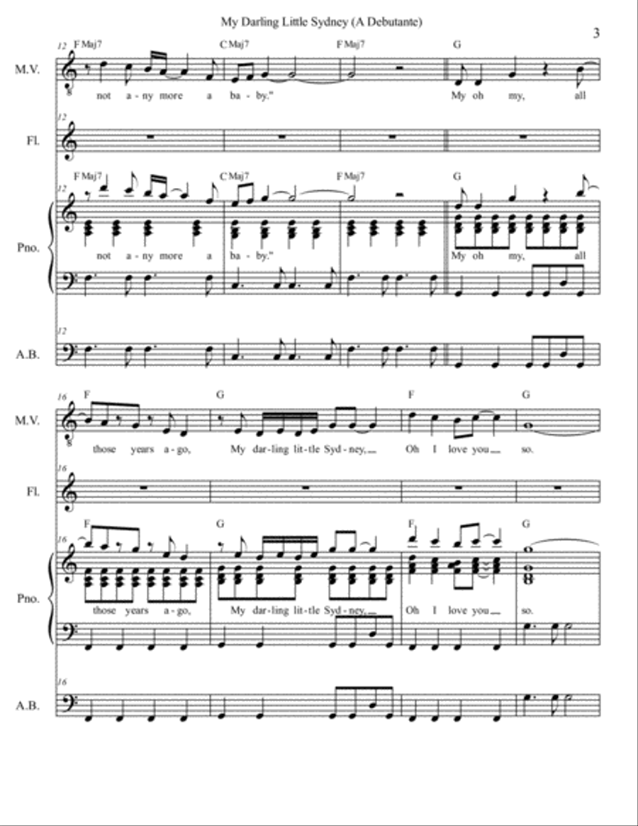 My Dear Little Sydney (A Debutante) Piano, Vocal, Guitar scores gallery preview page 3