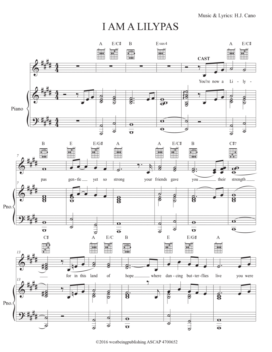 I am a LilYpas Piano, Vocal, Guitar scores gallery preview page 1