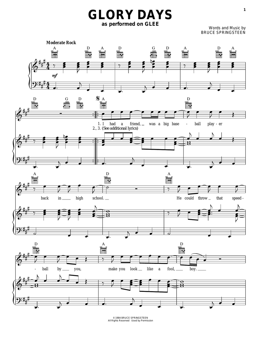 Glory Days Glory Days Acoustic Guitar scores gallery preview page 1
