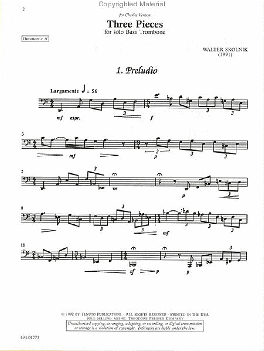 Three Pieces Three Pieces Chamber Music scores gallery preview page 2