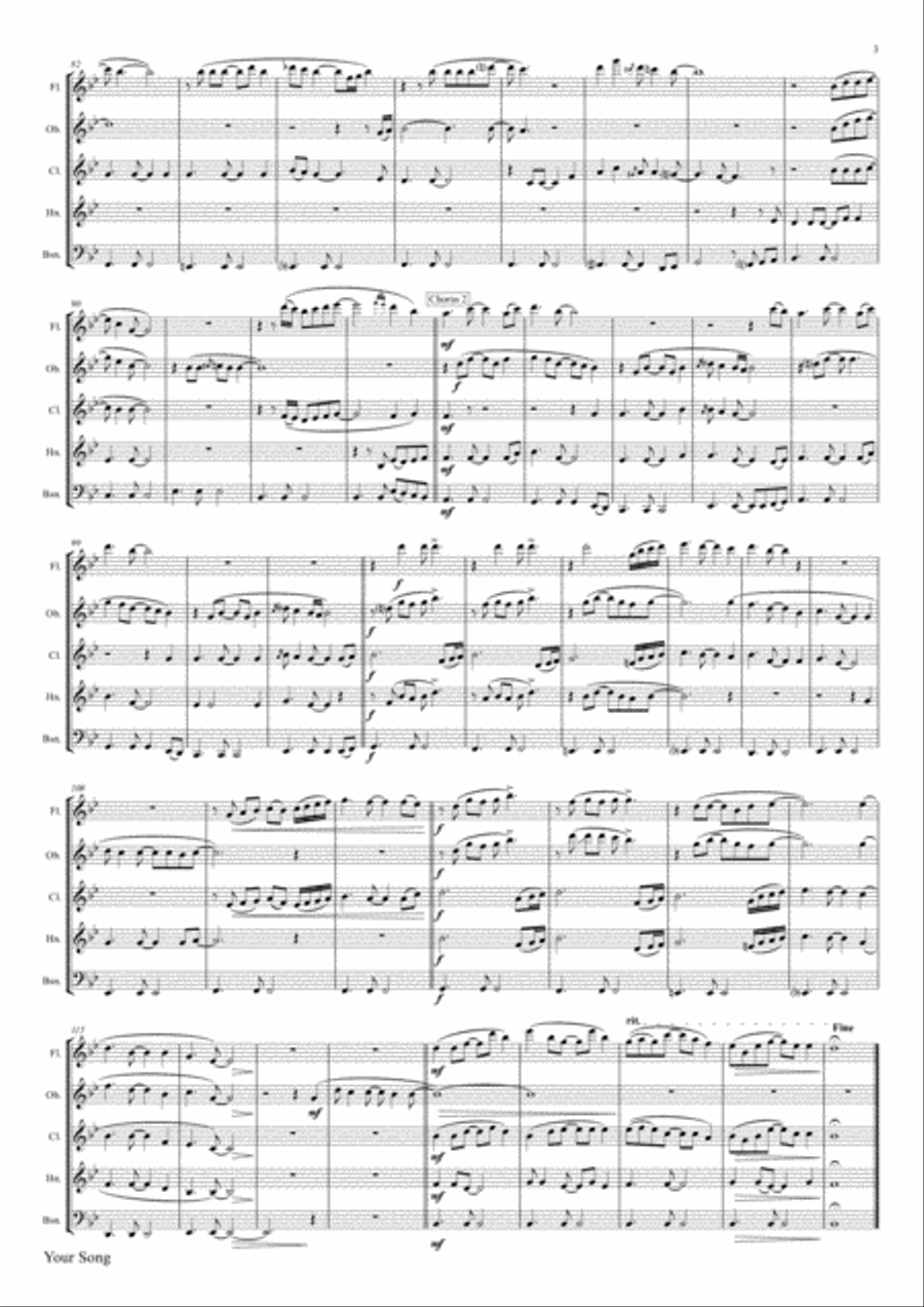 Your Song Woodwind Quintet scores gallery preview page 4