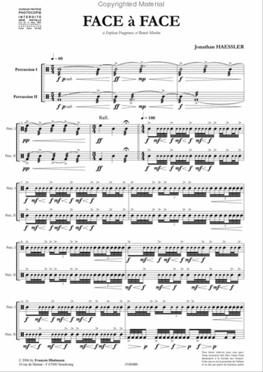 Face à Face Percussion scores gallery preview page 2