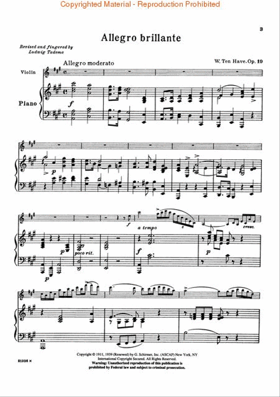 Allegro Brillante, Op. 19 Violin Solo scores gallery preview page 2