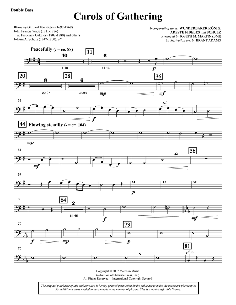 Carols Of Gathering (from Season Of Wonders) - Double Bass