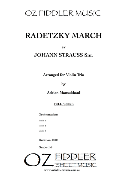 Radetzky March, by Johann Strauss Snr., arranged for Violin Trio by Adrian Mansukhani image number null