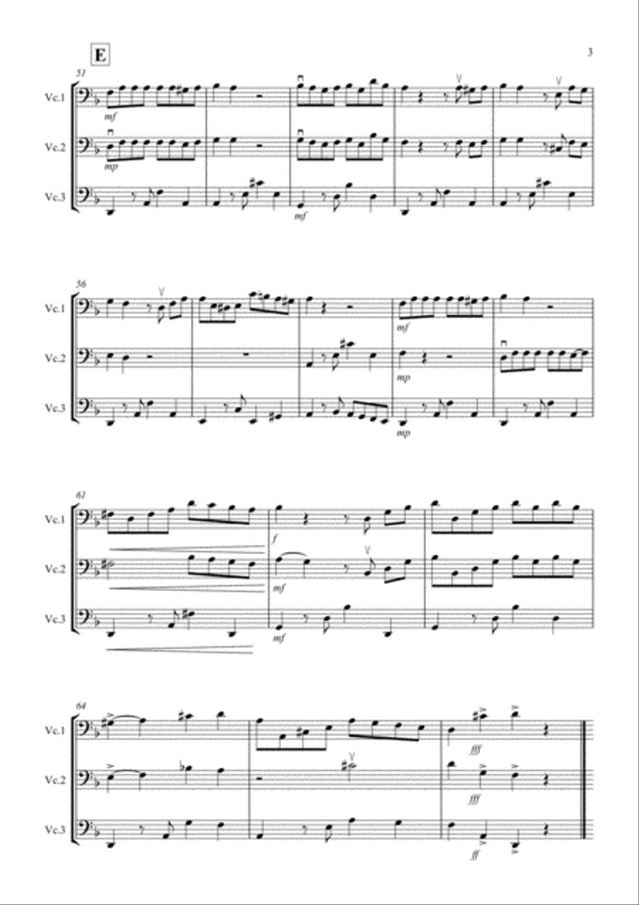 Tango á Trois for Cello Trio Cello Solo scores gallery preview page 3