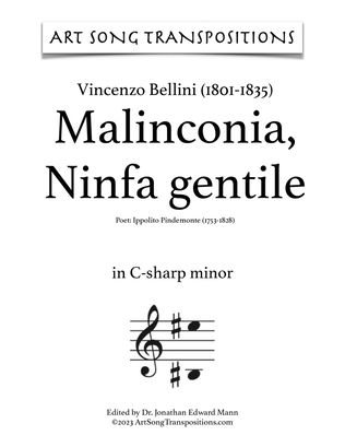 Book cover for BELLINI: Malinconia, Ninfa gentile (transposed to C-sharp minor)