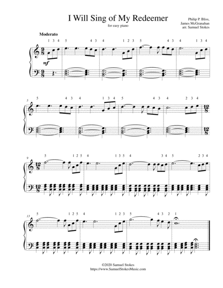 I Will Sing of My Redeemer - for easy piano image number null