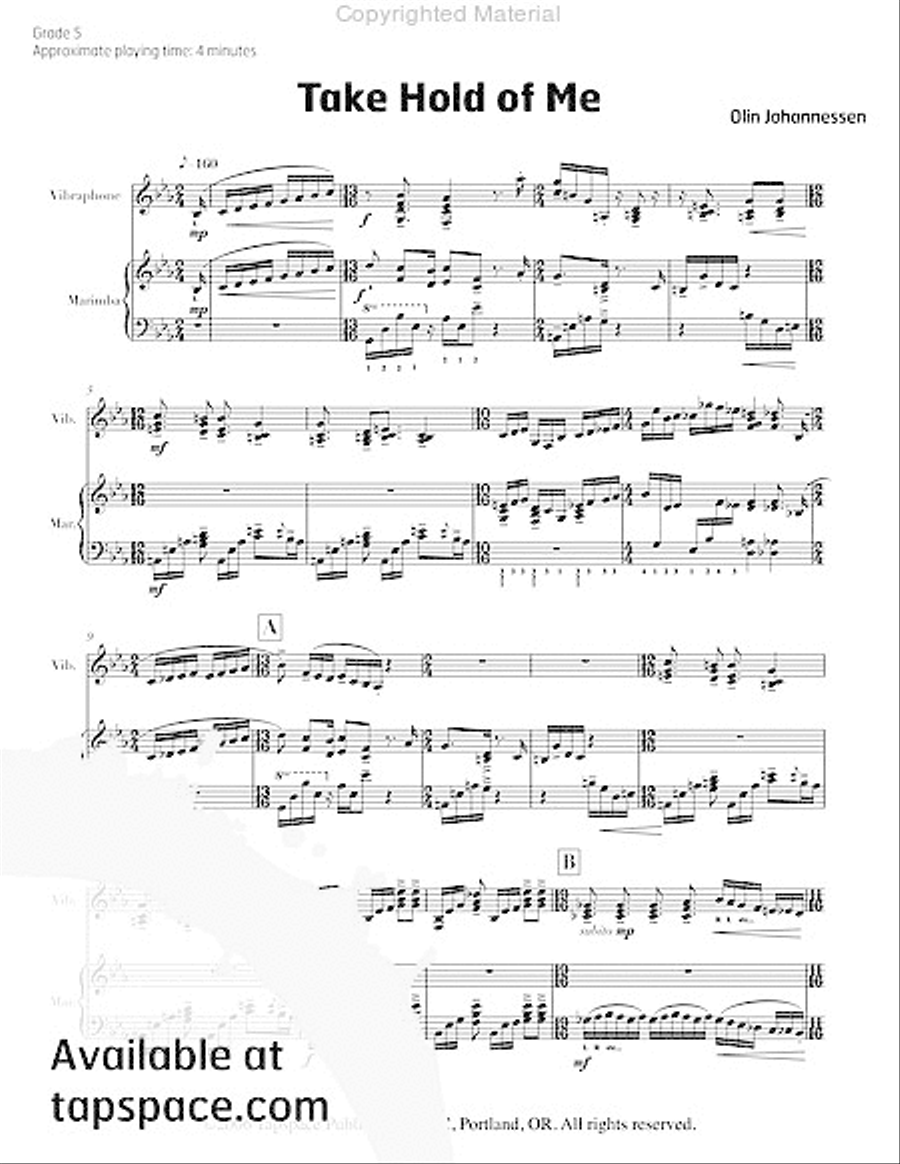 Take Hold of Me Marimba scores gallery preview page 4