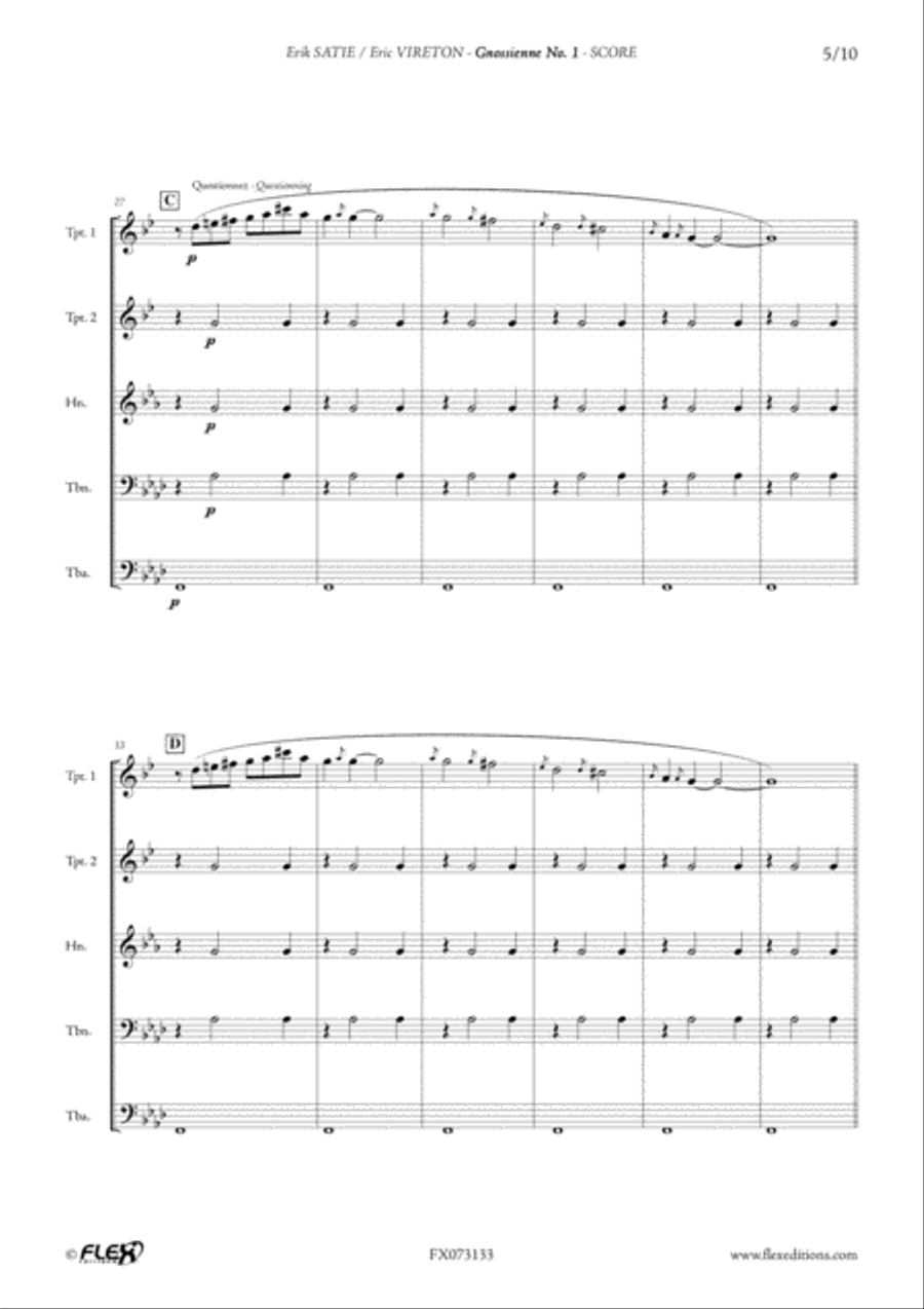 Gnossienne No. 1 Horn scores gallery preview page 5