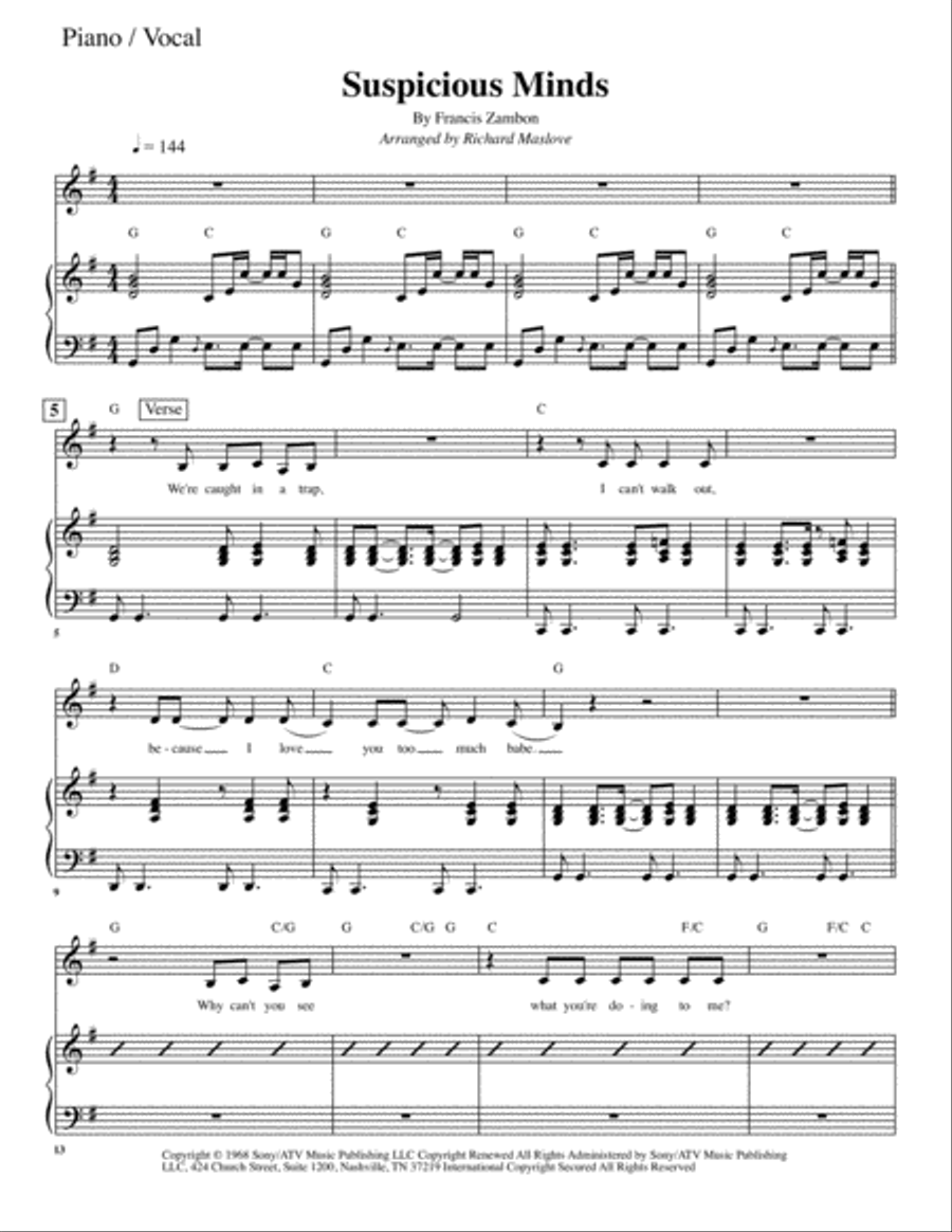 Suspicious Minds Suspicious Minds Large Ensemble scores gallery preview page 1