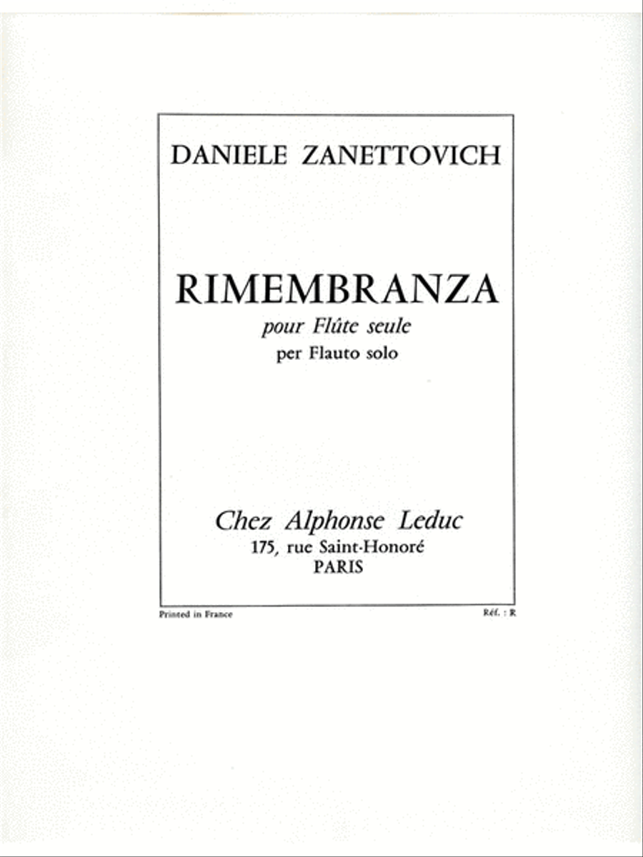 Rimembranza (flute Solo) Flute Solo scores gallery preview page 1