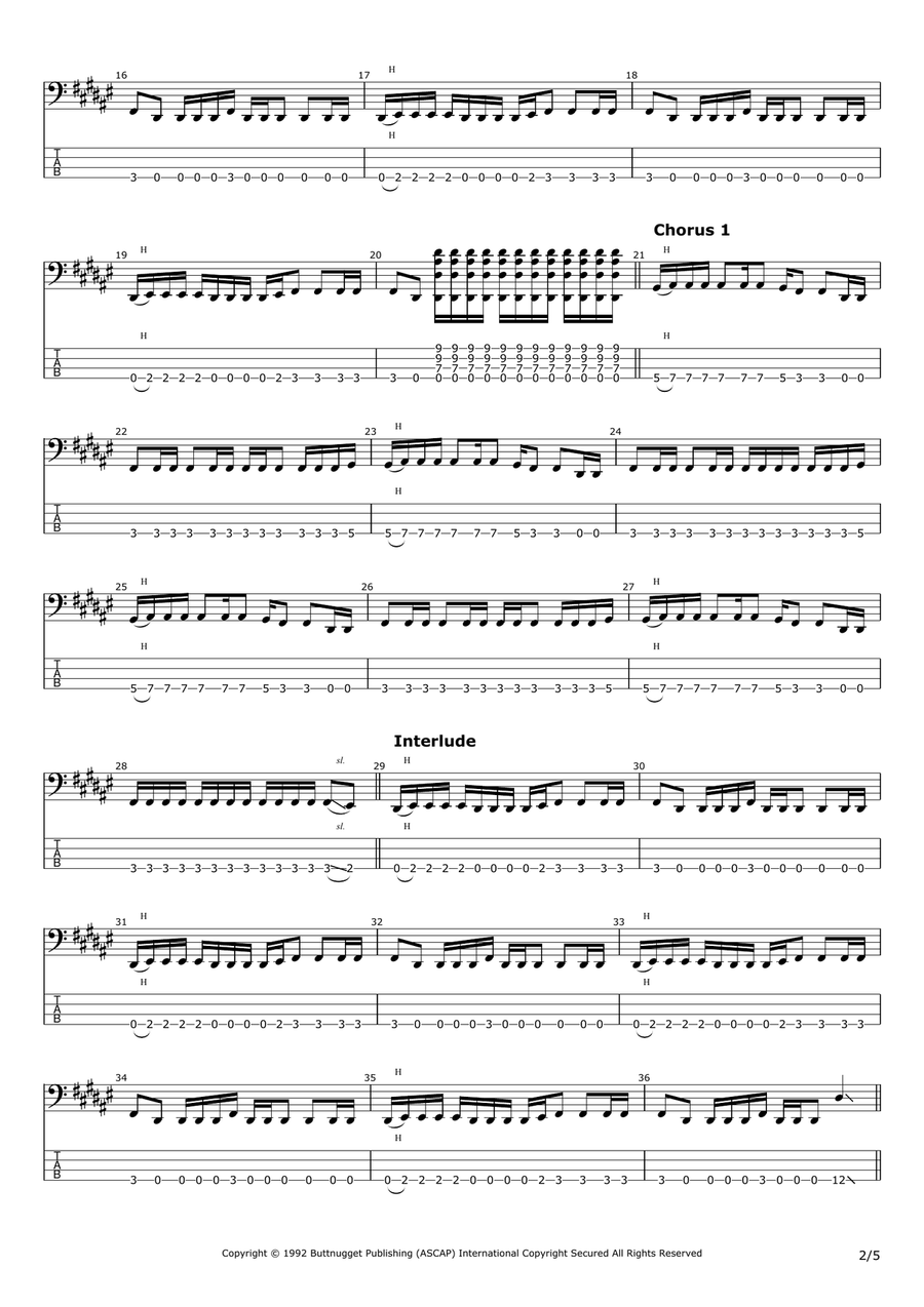 Would? Bass Guitar Tablature scores gallery preview page 2