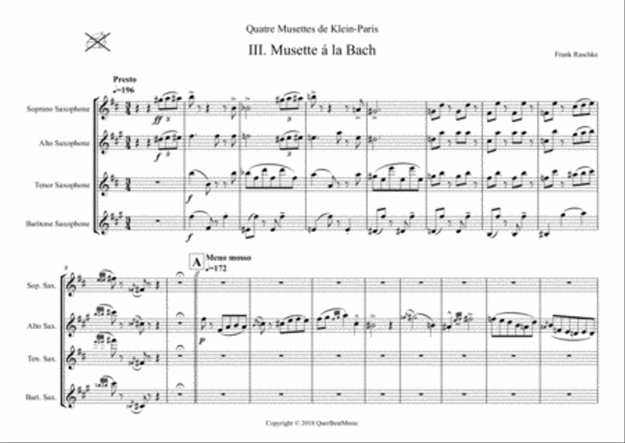 Musette à la Bach (for Saxophone Quartet) Saxophone Quartet scores gallery preview page 2