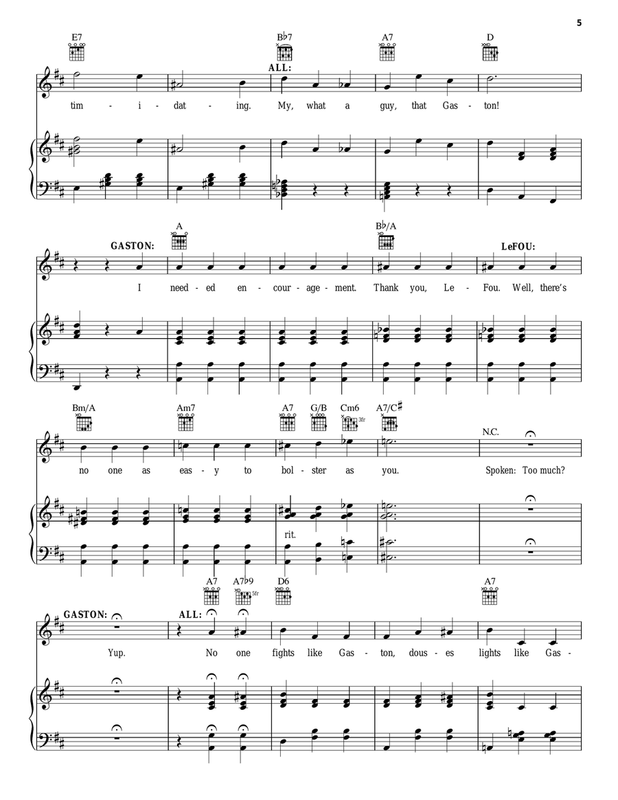 Gaston (from Beauty And The Beast) (2017) Piano, Vocal, Guitar scores gallery preview page 5
