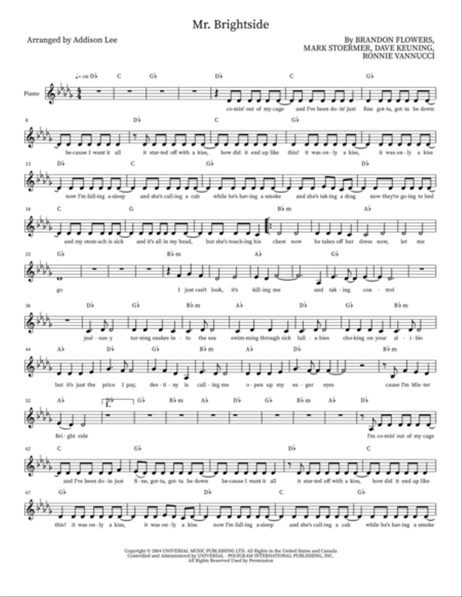 Mr. Brightside Piano, Vocal scores gallery preview page 5