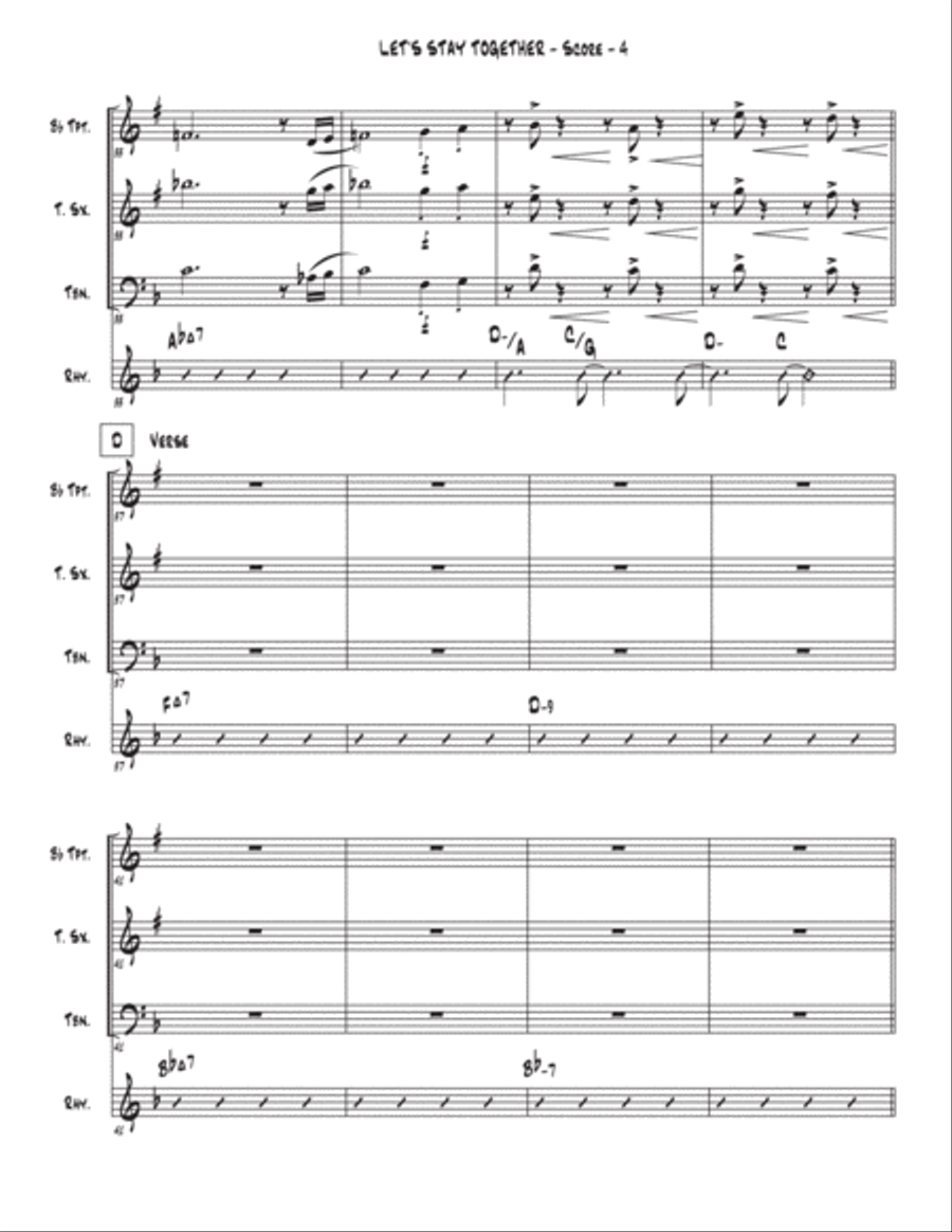 Let's Stay Together Tenor Saxophone scores gallery preview page 4