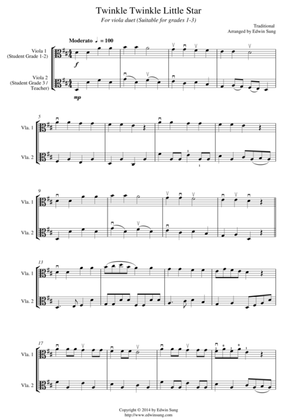Twinkle Twinkle Little Star (for viola duet, suitable for grades 1-3)
