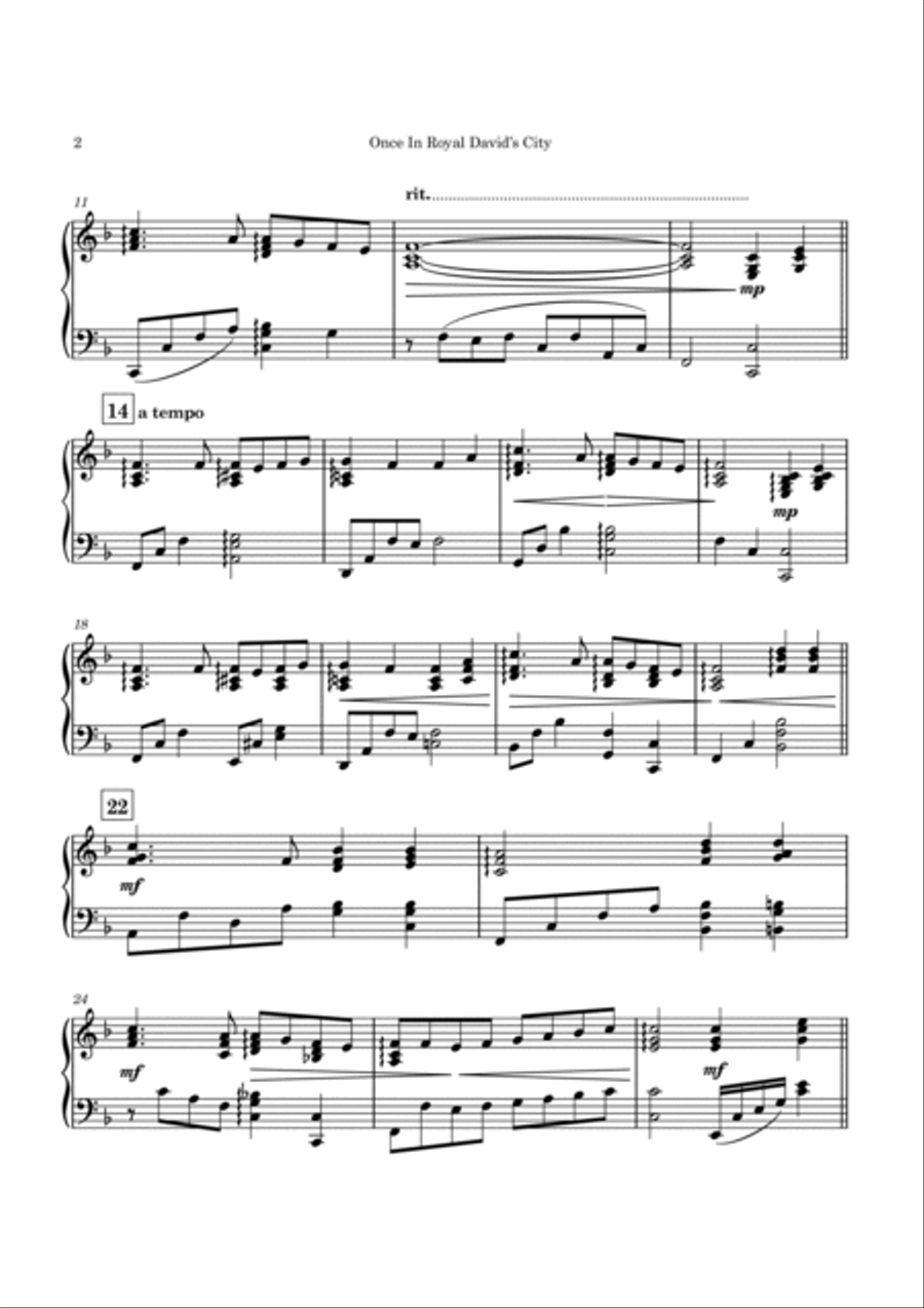 Once In Royal David's City - Piano Solo Piano Solo scores gallery preview page 3