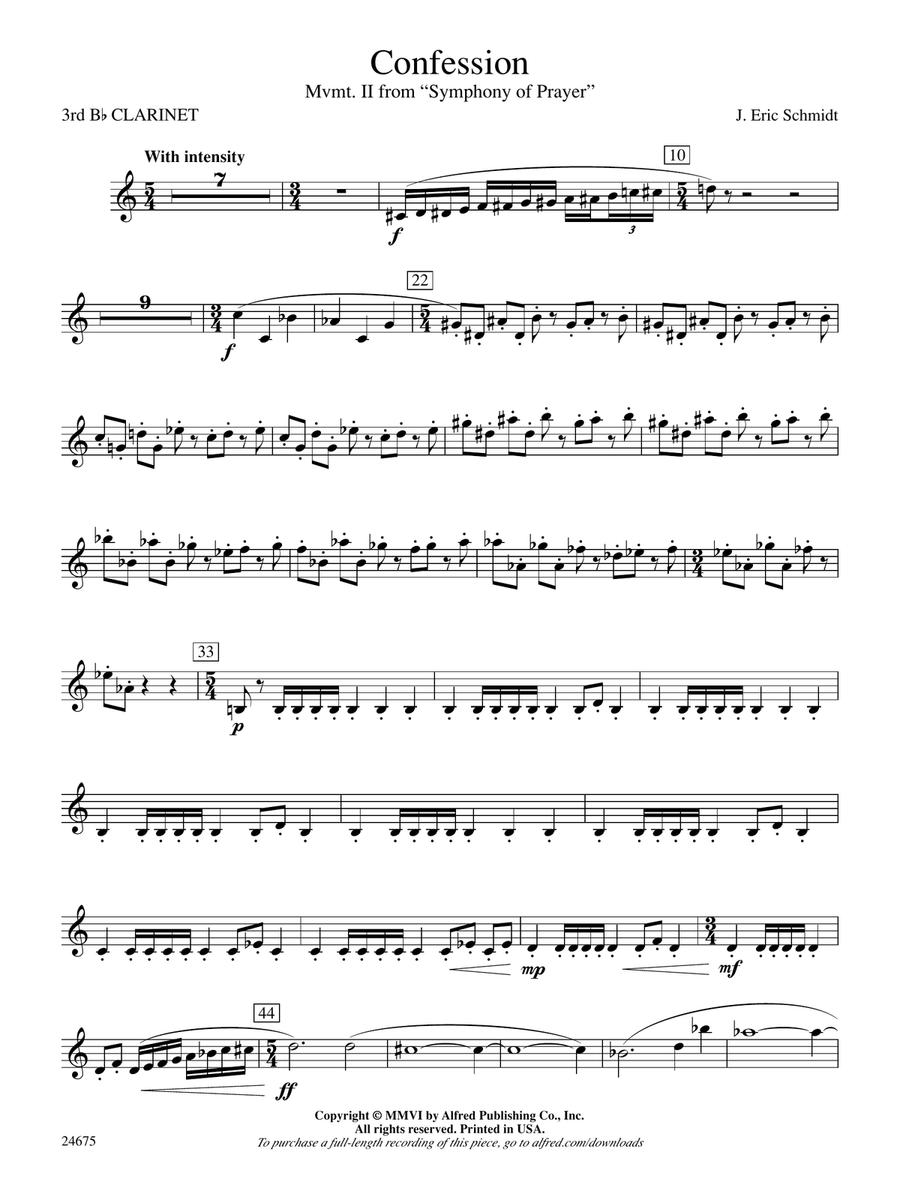 Confession (Movement 2 of Symphony of Prayer): 3rd B-flat Clarinet