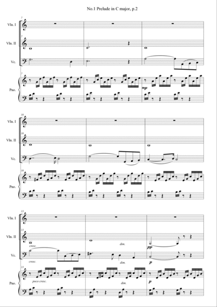 Bach Prelude in C major for 1vn,2vc,pno Piano Trio scores gallery preview page 2