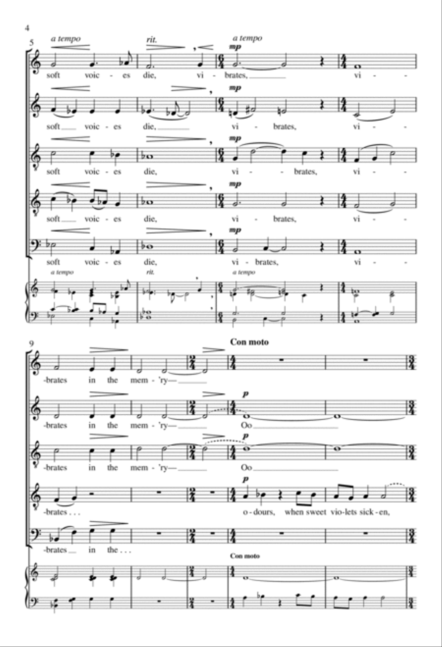 Music, When Soft Voices Die SATTB scores gallery preview page 4