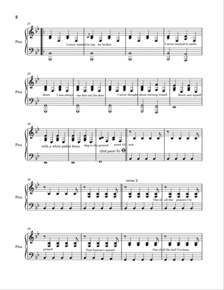 Never 'til Now Easy Piano scores gallery preview page 2