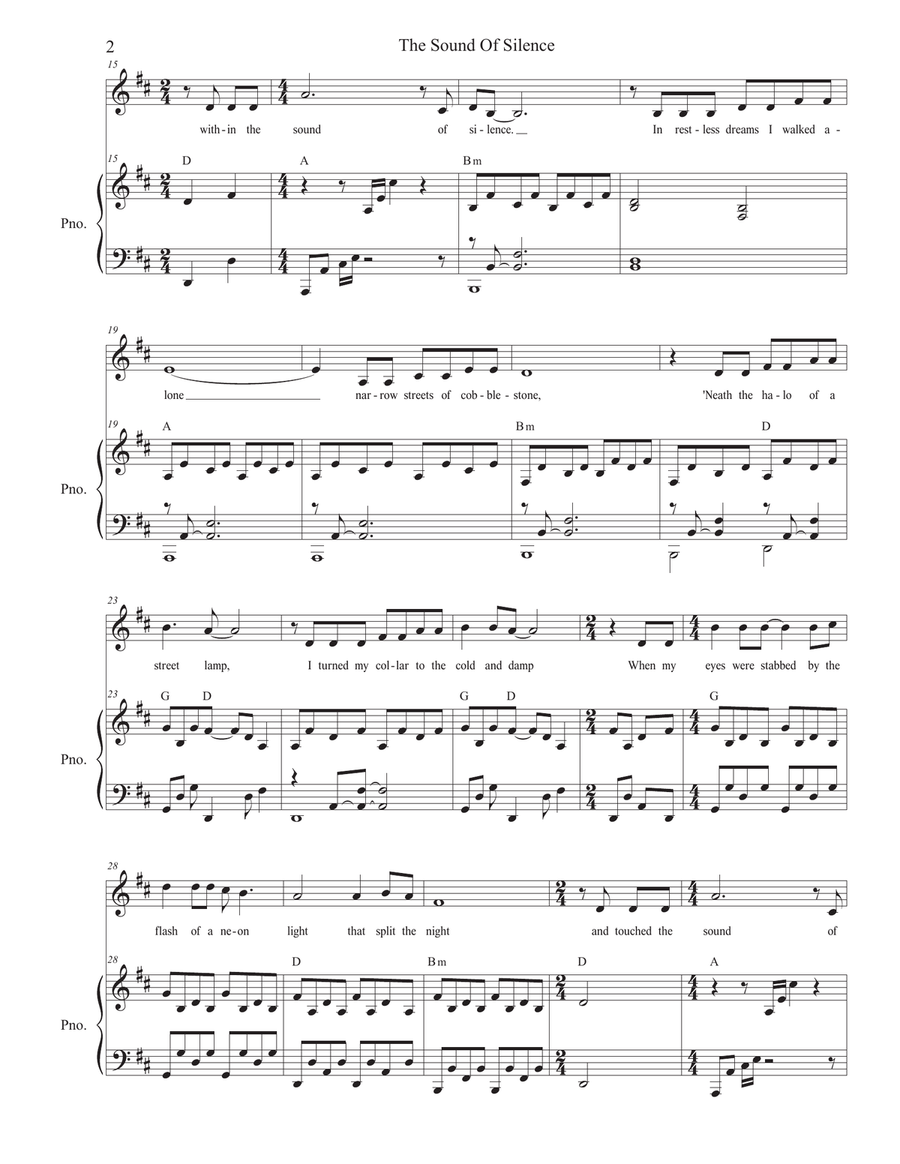 The Sound Of Silence Unison Choir scores gallery preview page 2