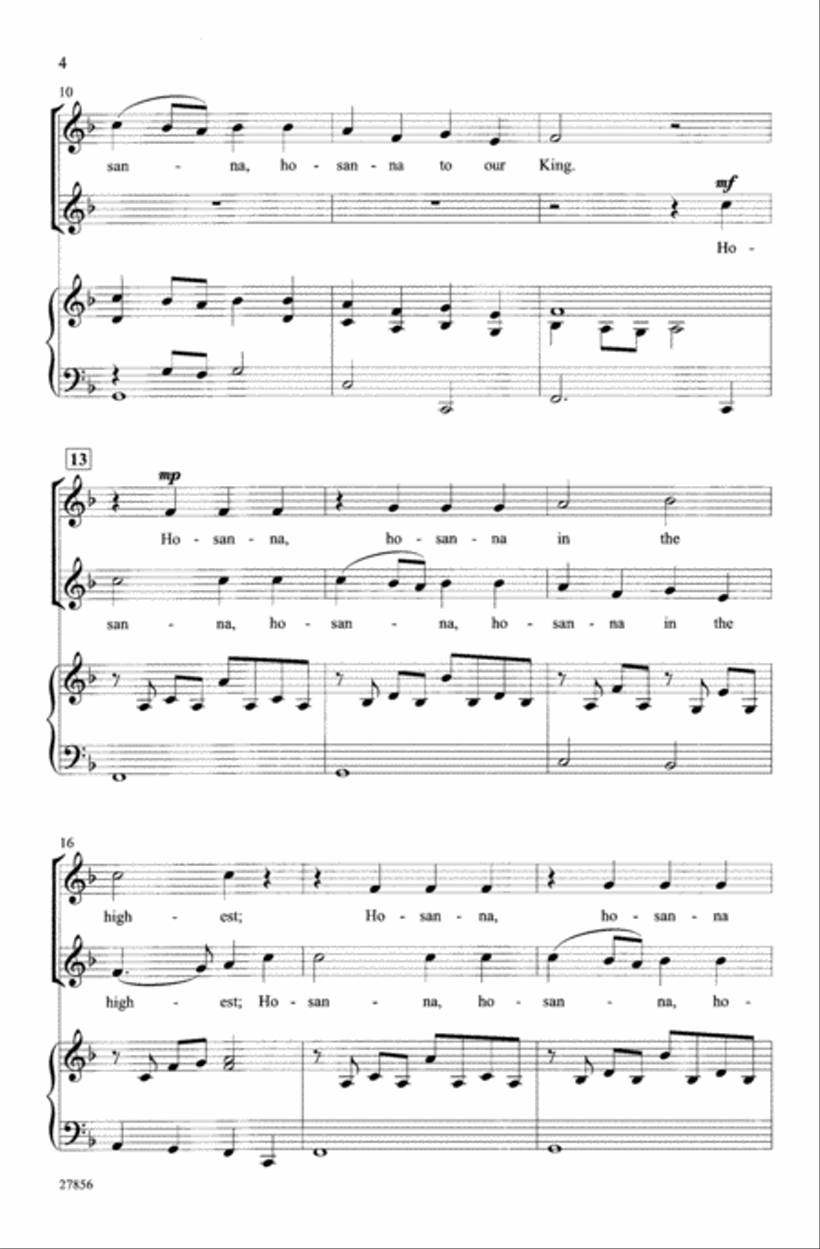 Hosanna Processional (A Palm Sunday Canon) 3-Part scores gallery preview page 4