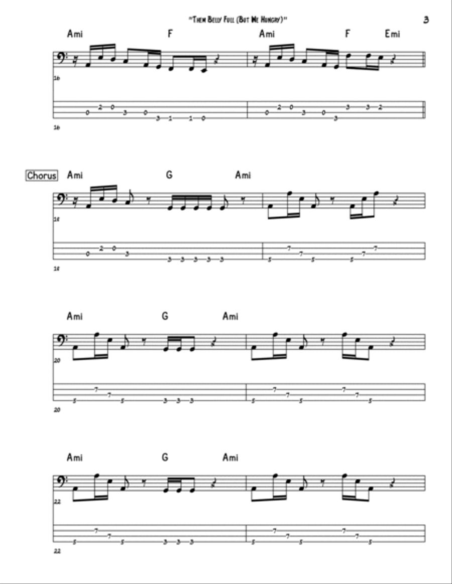 Them Belly Full (but We Hungry) Bass Guitar scores gallery preview page 3