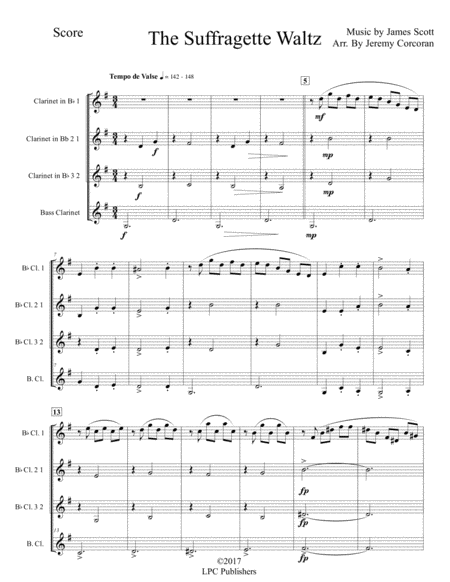 The Suffragette Waltz for Clarinet Quartet image number null
