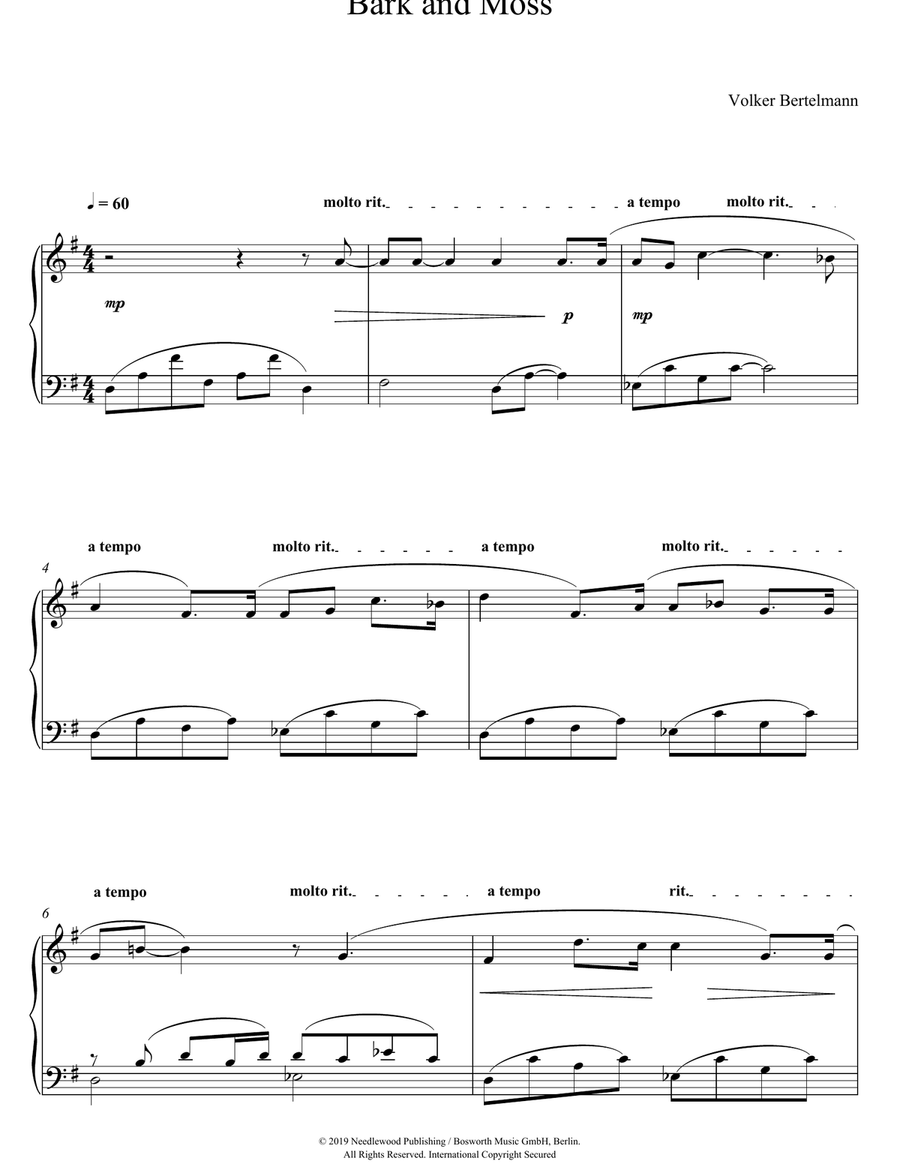 Bark And Moss Bark And Moss Piano Solo scores gallery preview page 1
