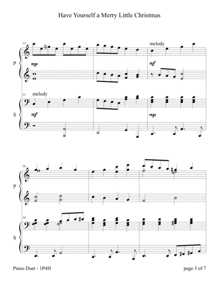 Have Yourself A Merry Little Christmas from MEET ME IN ST. LOUIS by The Carpenters 1 Piano, 4-Hands - Digital Sheet Music