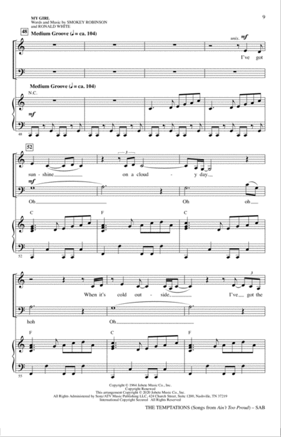 The Temptations (Songs from Ain't Too Proud) (arr. Mark Brymer) 3-Part scores gallery preview page 8