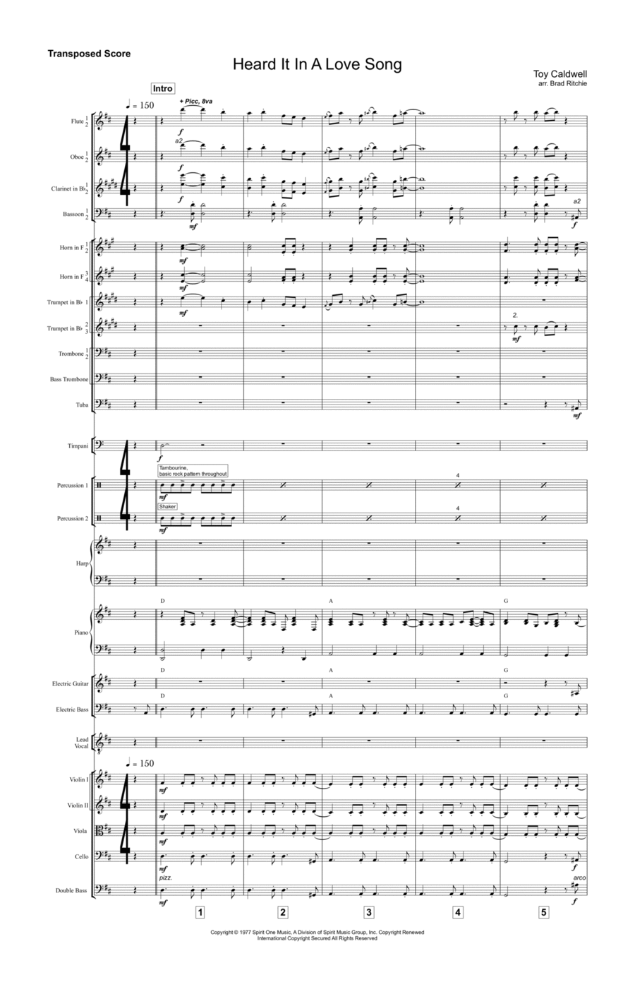 Heard It In A Love Song Full Orchestra scores gallery preview page 1