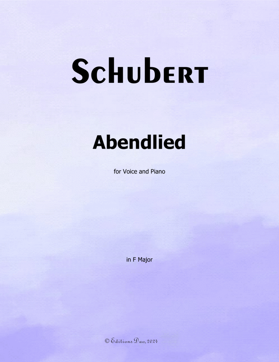 Abendlied, by Schubert, D.499, in F Major Voice scores gallery preview page 1