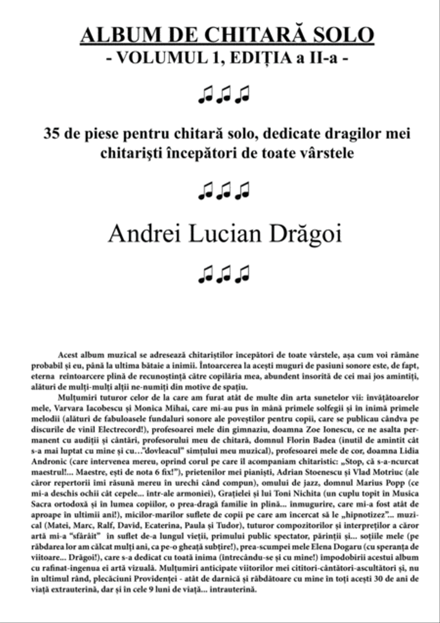Guitar album - volume 1 (35 pieces for guitar solo), edition II - 2012 (Romanian language edition) Classical Guitar scores gallery preview page 5