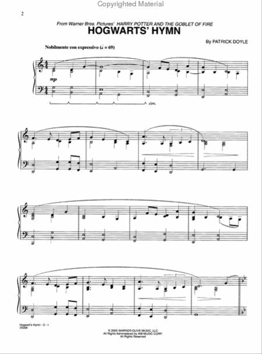 Hogwarts' Hymn Hogwarts' Hymn Small Ensemble scores gallery preview page 2