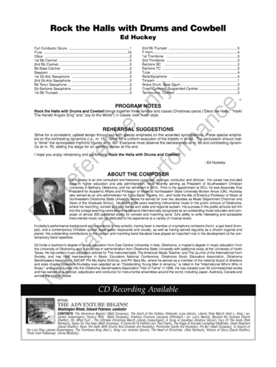 Rock The Halls With Drums And Cowbell Concert Band scores gallery preview page 3