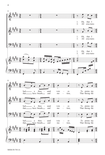 Oh, That I Had a Thousand Voices (Choral Score)