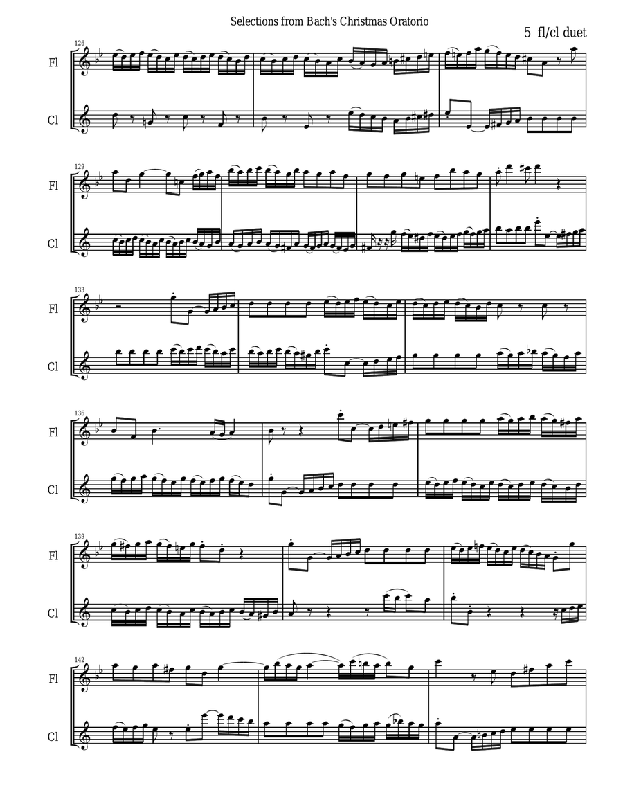 Bach's Christmas Oratorio Selections for Flute and Clarinet Duet Woodwind Duet scores gallery preview page 5