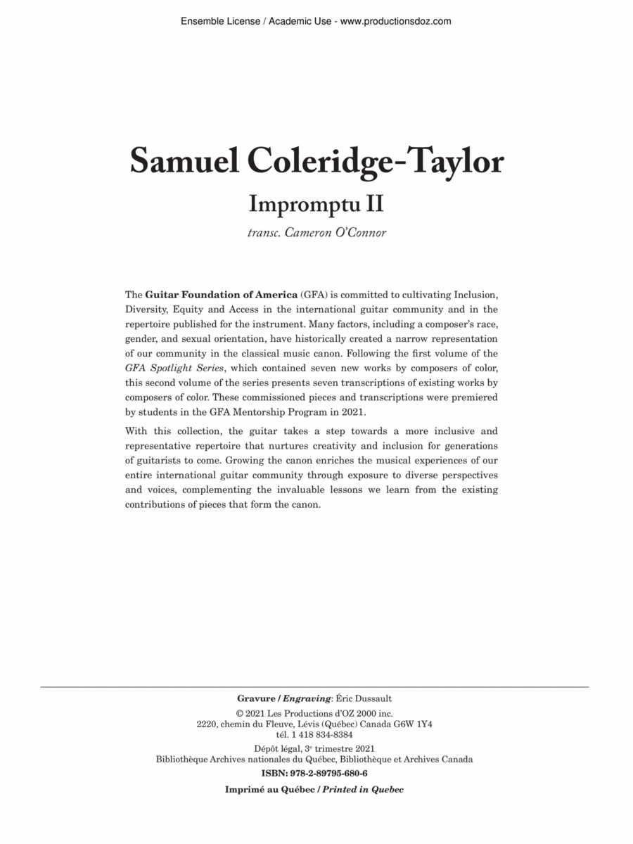 GFA Spotlight Series, Impromptu II Classical Guitar scores gallery preview page 1