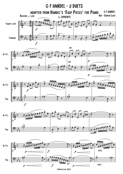 5 duets adapted from Handel's 'Easy Piano Pieces' for Trumpet & Trombone image number null