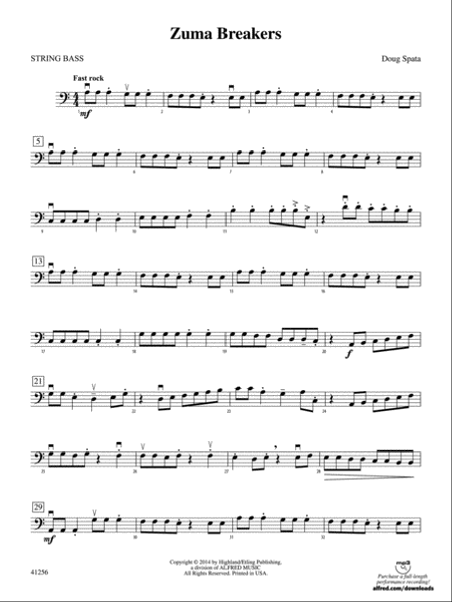 Zuma Breakers: String Bass String Orchestra scores gallery preview page 1