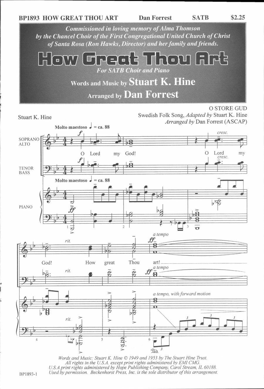 How Great Thou Art - SATB - Forrest 4-Part scores gallery preview page 2
