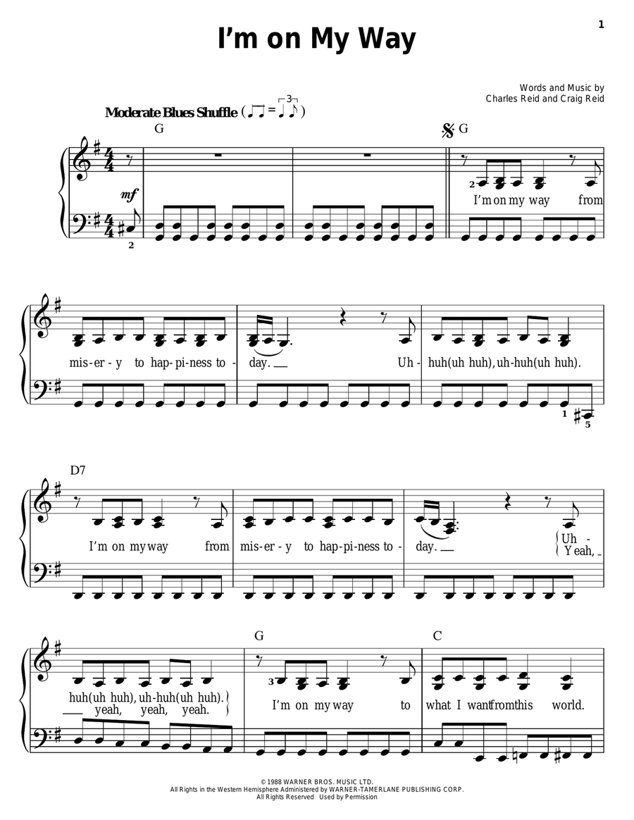 I'm On My Way Easy Piano scores gallery preview page 1